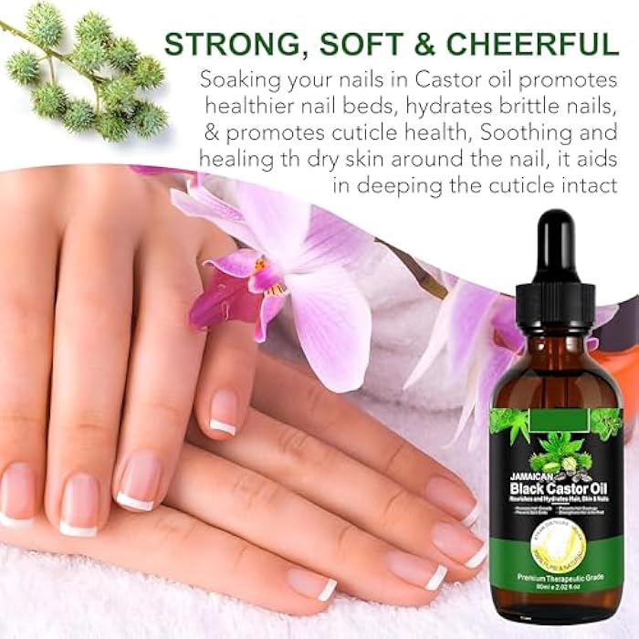 NATURAL CASTOR OIL - Enjoy the benefits of premium organic Jamaican Black Castor Oil, which promotes thick hair growth and nourishes skin, with a comfortable size of 60ml for daily use. - Image 5